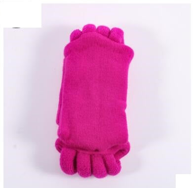 Pink five-fingered sock on a white background