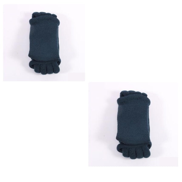 Pair of dark blue cat paw socks on a white background