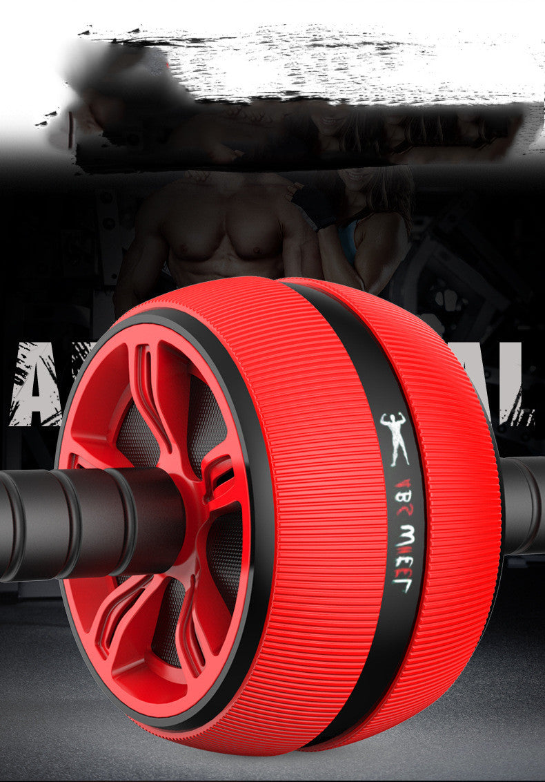 Red and black AB roller with branding on a dark background