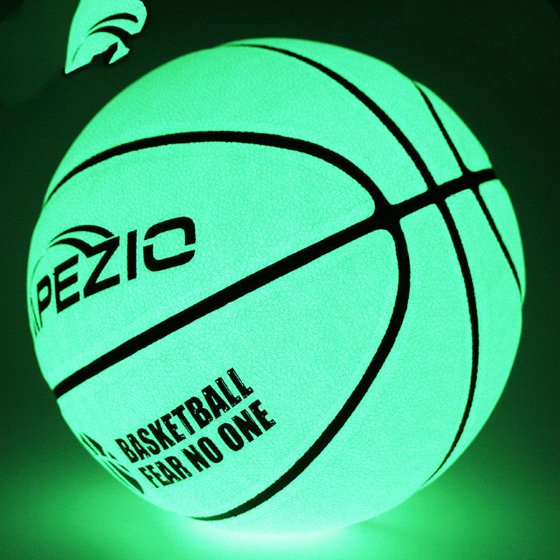 Glowing green basketball with 'PEZIO' branding on a dark background