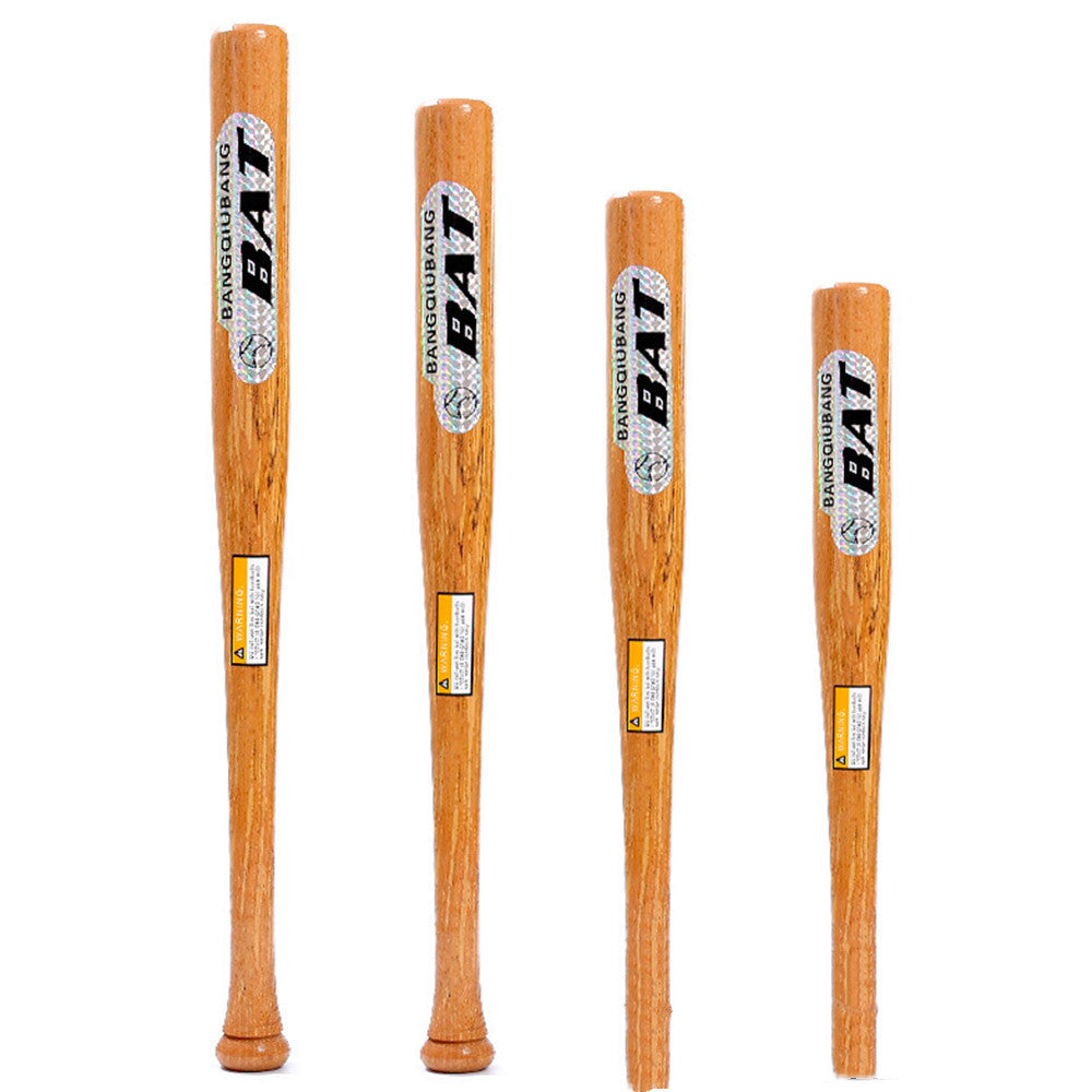 Four wooden baseball bats with visible branding on a white background