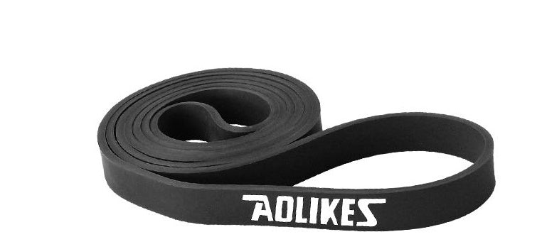 Black resistance band with 'Aolikes' branding on a white background