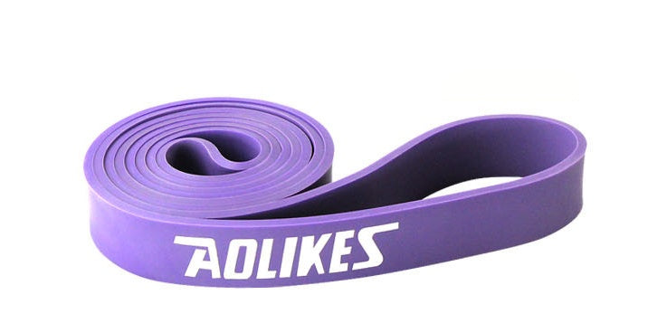 Purple resistance band with 'Aolikes' branding on a white background