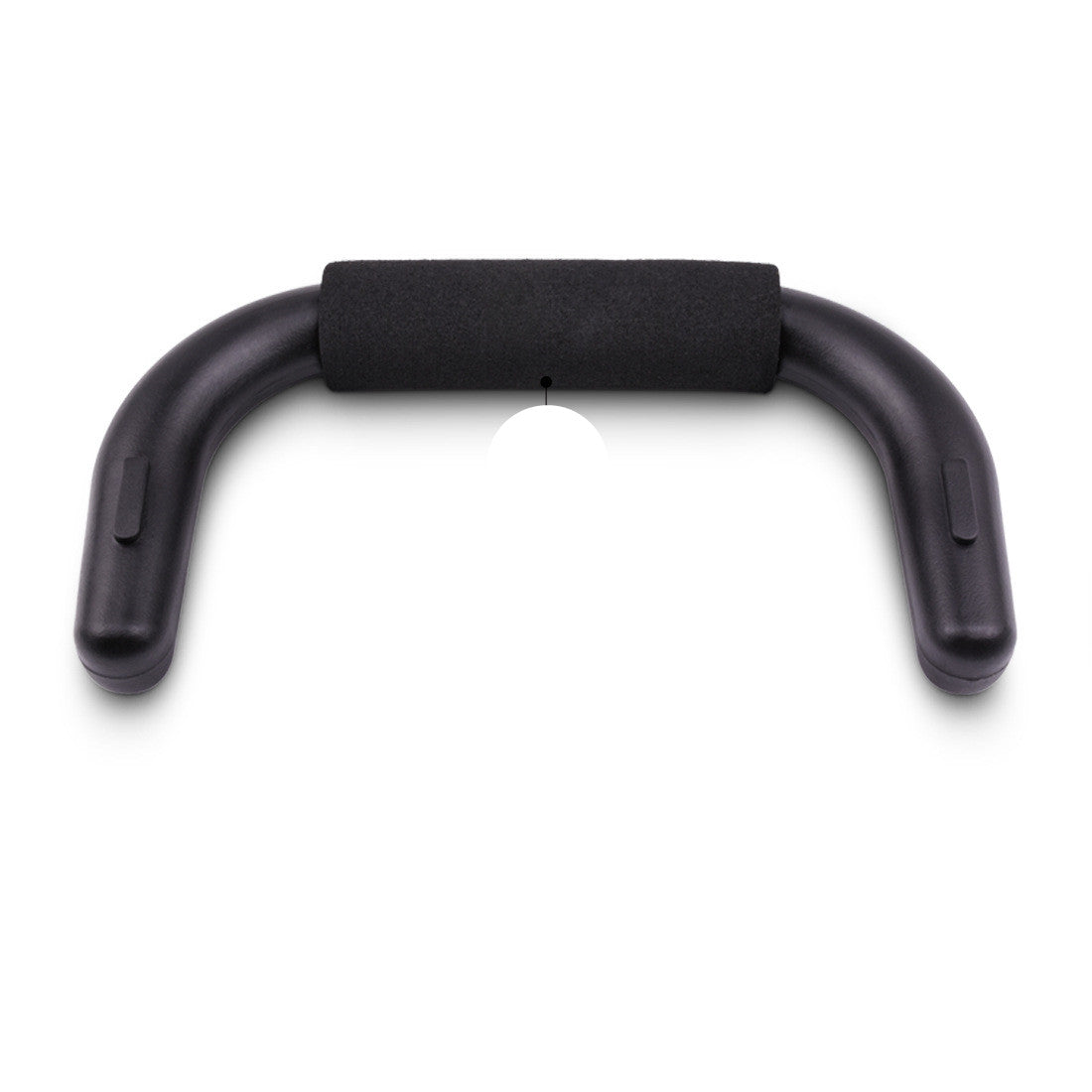 Black exercise push-up bar on a white background