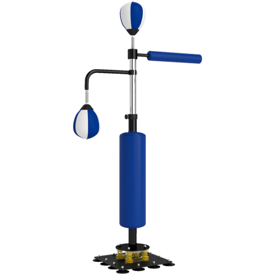 Blue and white fishing float stand on a white background