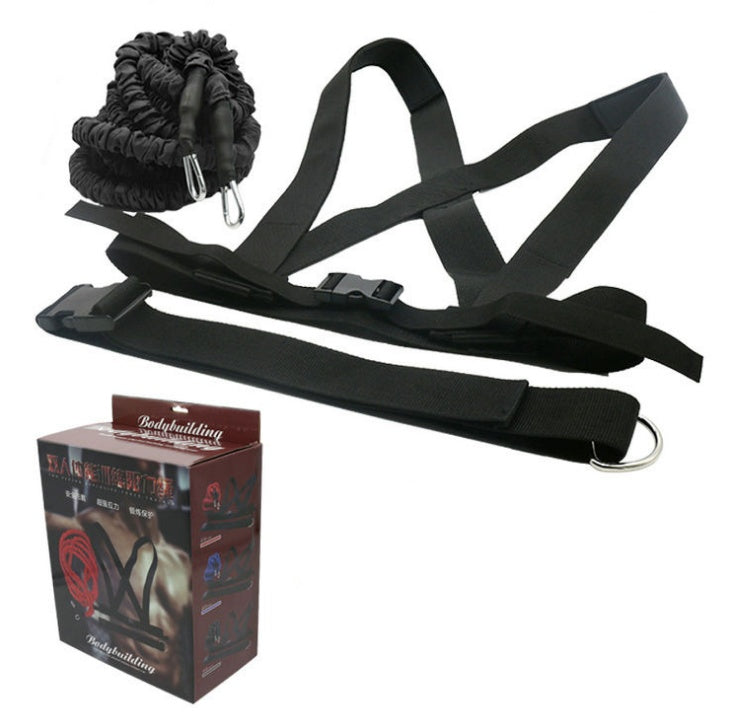 Black bodybuilding straps with a packaging box on a white background