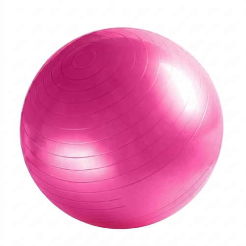 Pink exercise ball on a white background