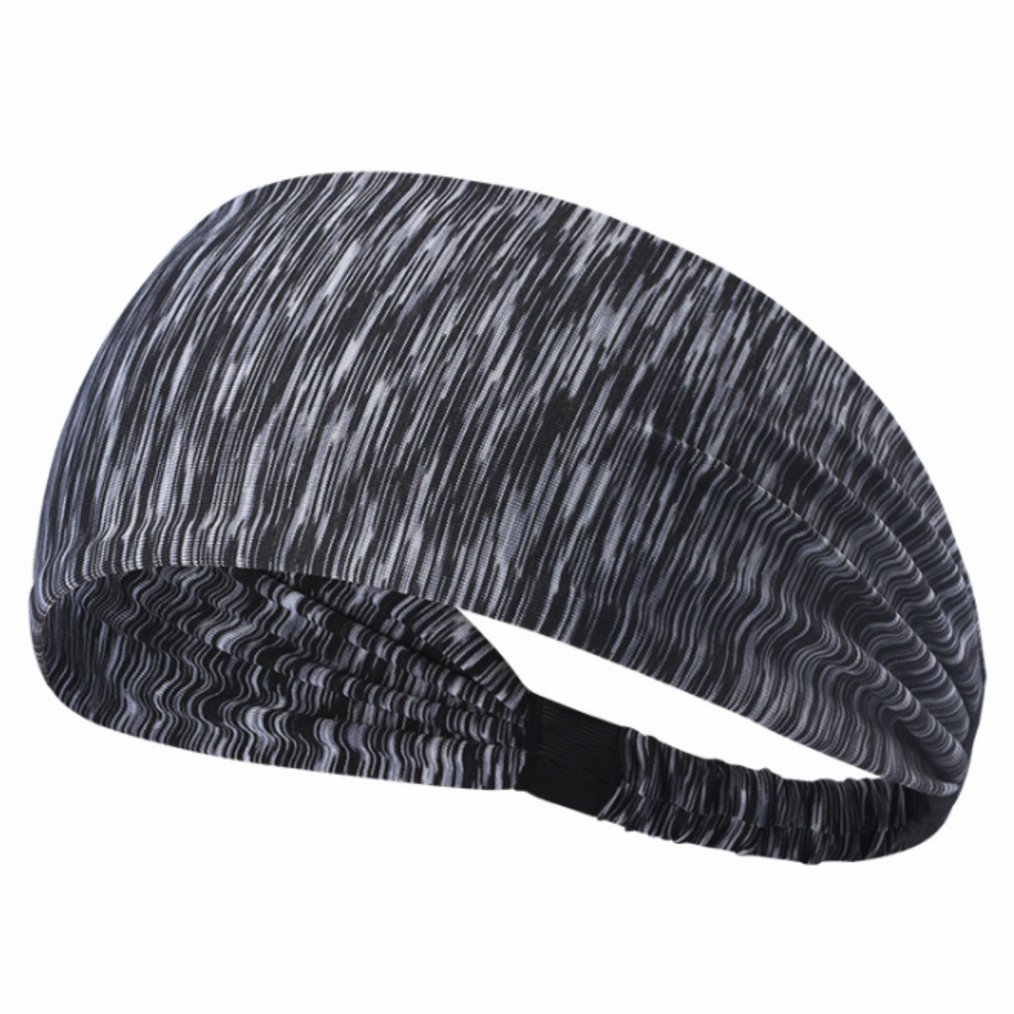 Black and gray patterned headband on a white background