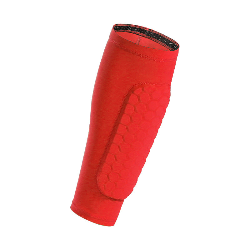 Red compression sleeve on a light gray background