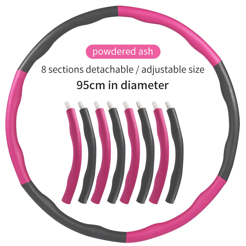 Pink and black detachable hoop with specifications on a white background