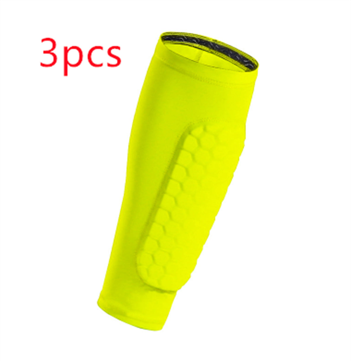 Yellow leg sleeve with textured pattern on a white background, labeled '2pcs'.
