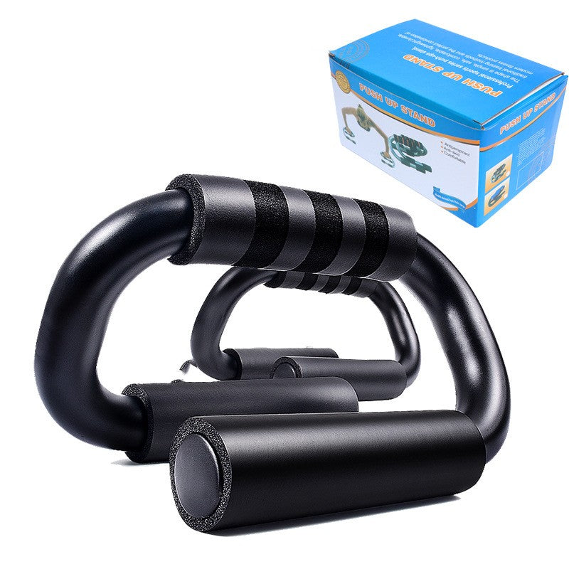 Black exercise equipment with a blue box in the background