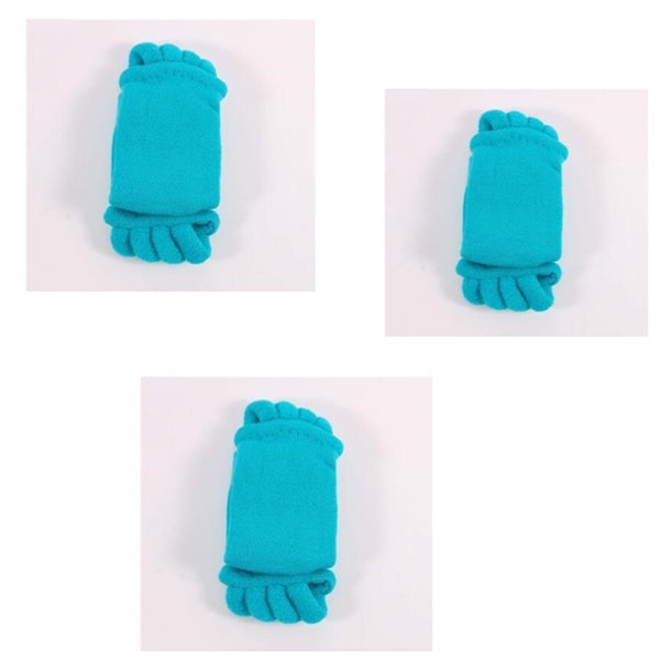 Three views of a turquoise scrunchie on a white background