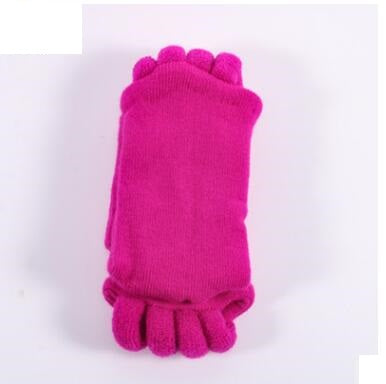 Pink five-toe sock on a white background