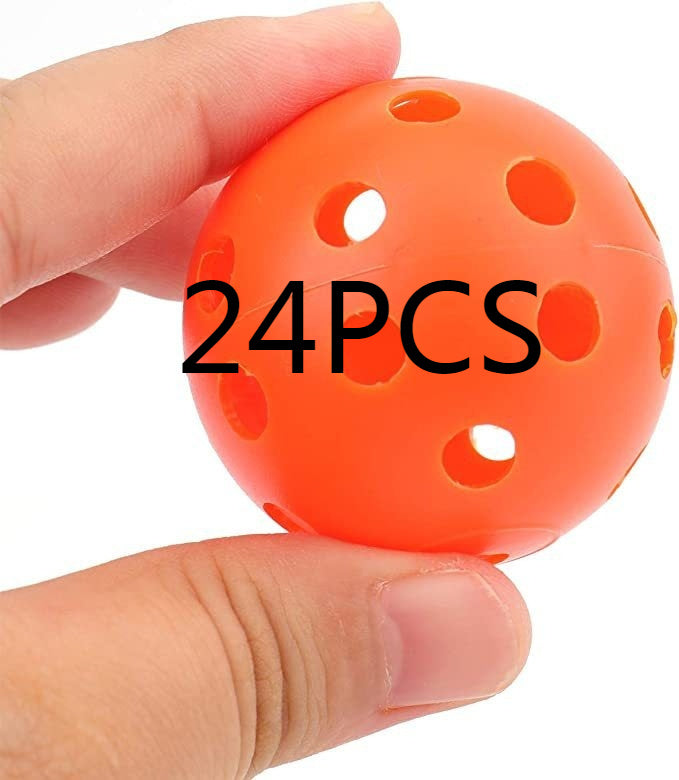 Orange ball with '24PCS' text held between fingers on a white background