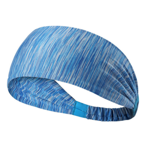 Blue patterned headband on a white background