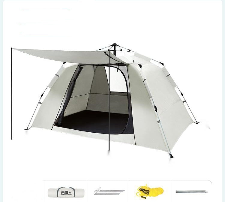Camping tent with a black interior on a white background