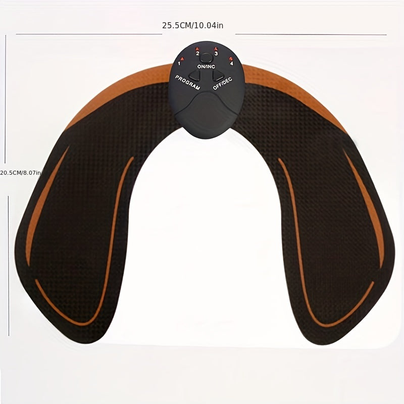 Black and orange electronic massager with remote control on a white background