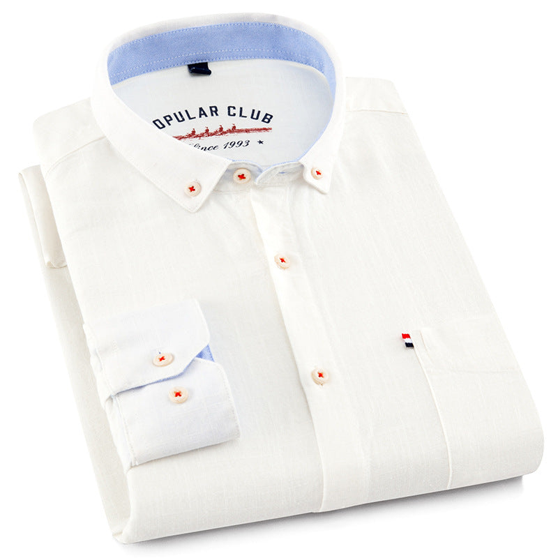 White dress shirt with light blue collar on a white background, branded 'Opular Club'.