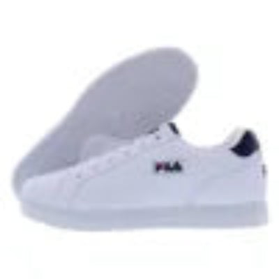 White sneakers with black accents on a white background