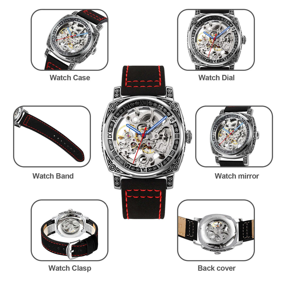 Men’s Square Skeleton Automatic Watch