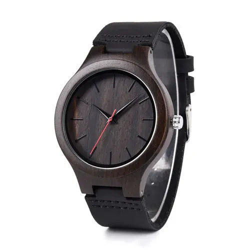 Men’s Wooden Quartz Watch with Leather Band