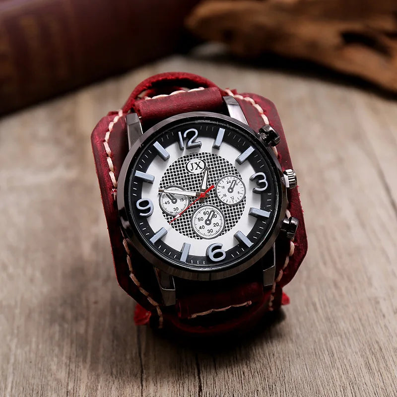 Men’s Retro Quartz Watch with Leather Band