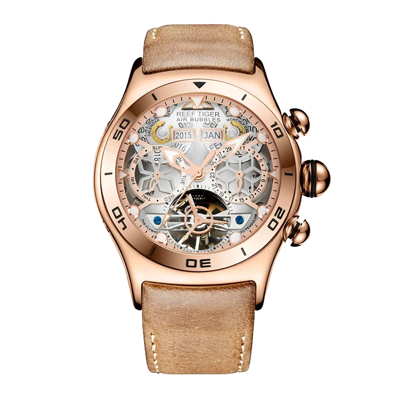 Reef Tiger Men’s Automatic Watch with Leather Band
