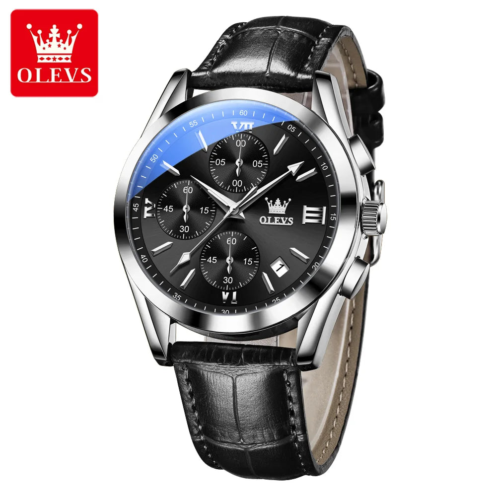 OLEVS 2872 Men’s Quartz Watch with Leather Strap