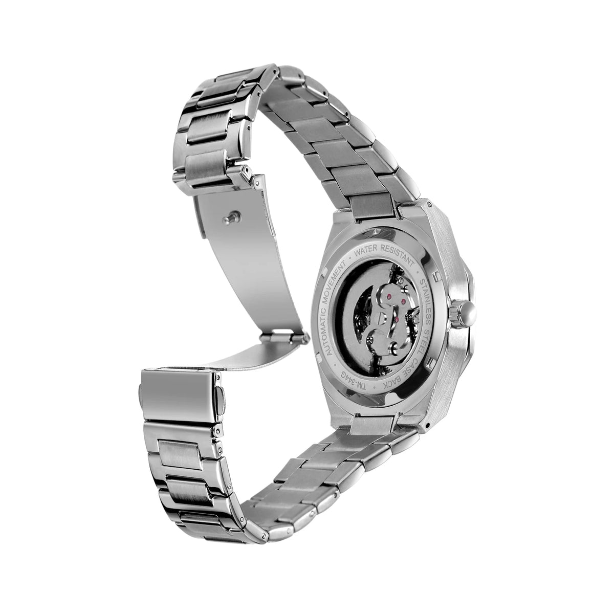 Men’s Skeleton Automatic Watch with Stainless Steel Band