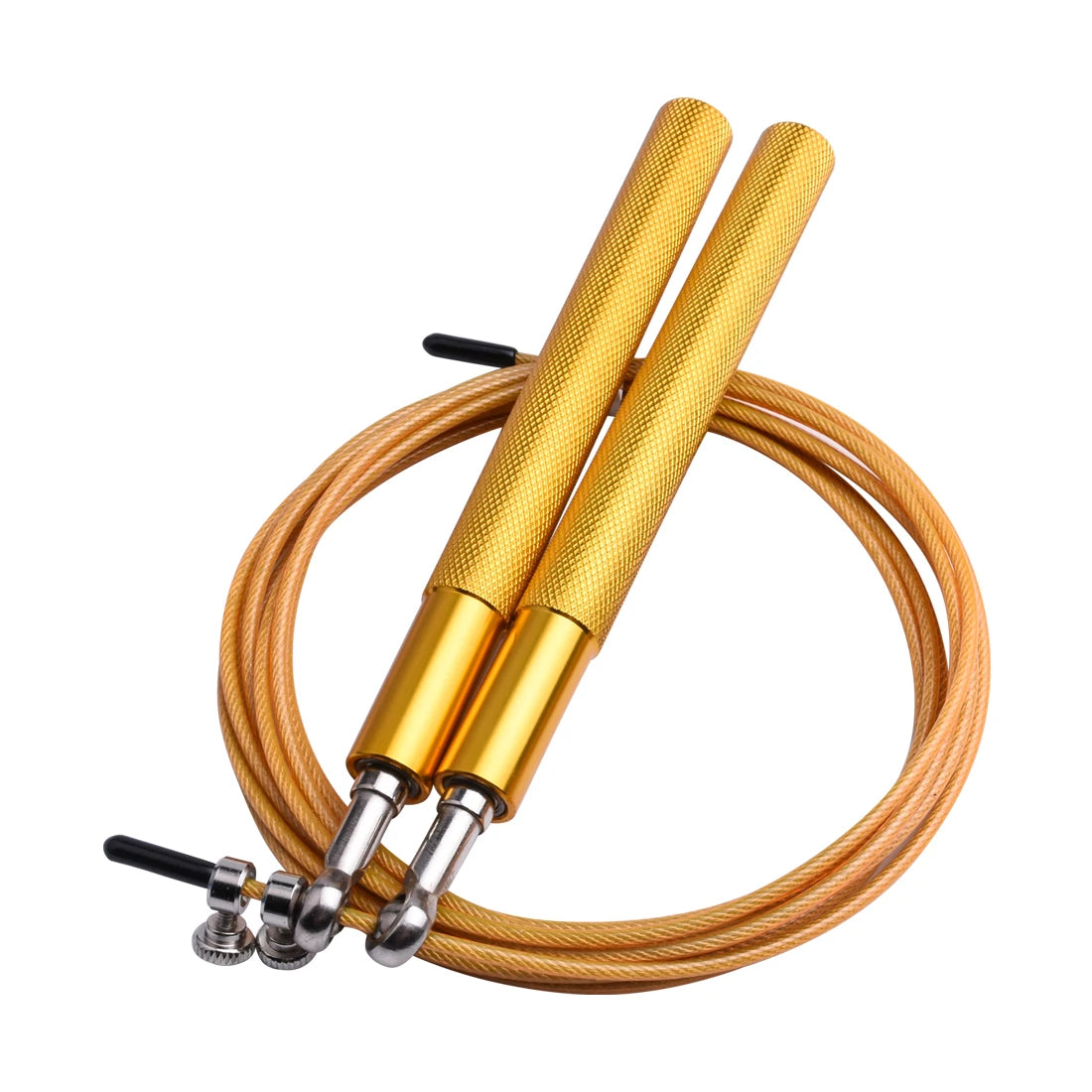 Gold metal jump rope on a white background