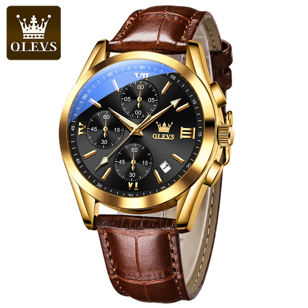 OLEVS 2872 Men’s Quartz Watch with Leather Strap