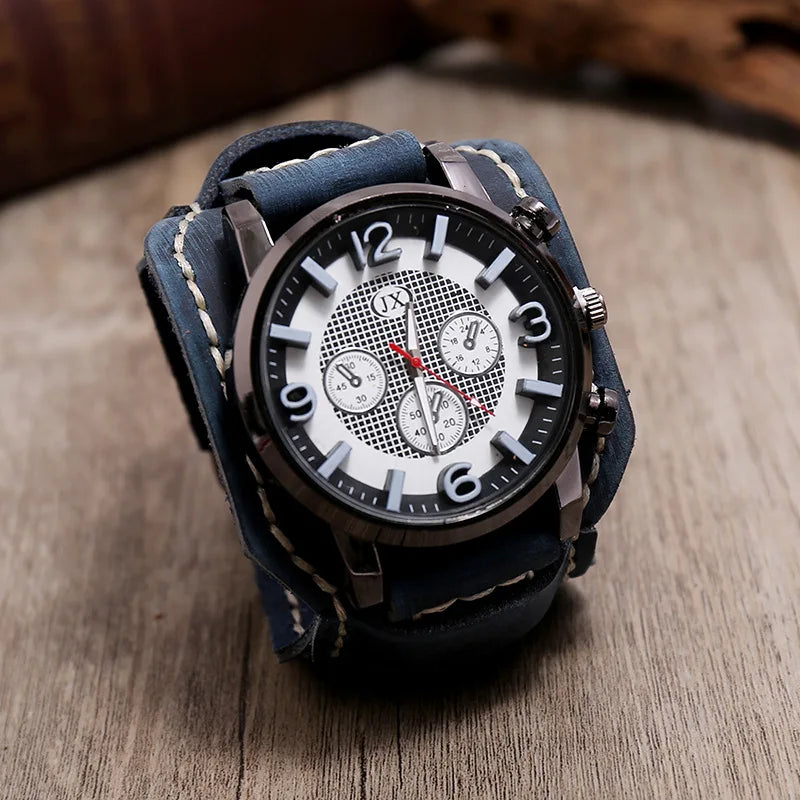 Men’s Retro Quartz Watch with Leather Band