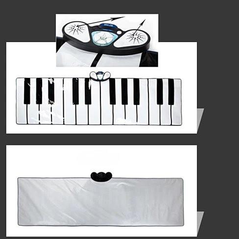 Roll-up keyboard and drum set on a white background
