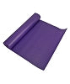 Purple yoga mat rolled up on a white background