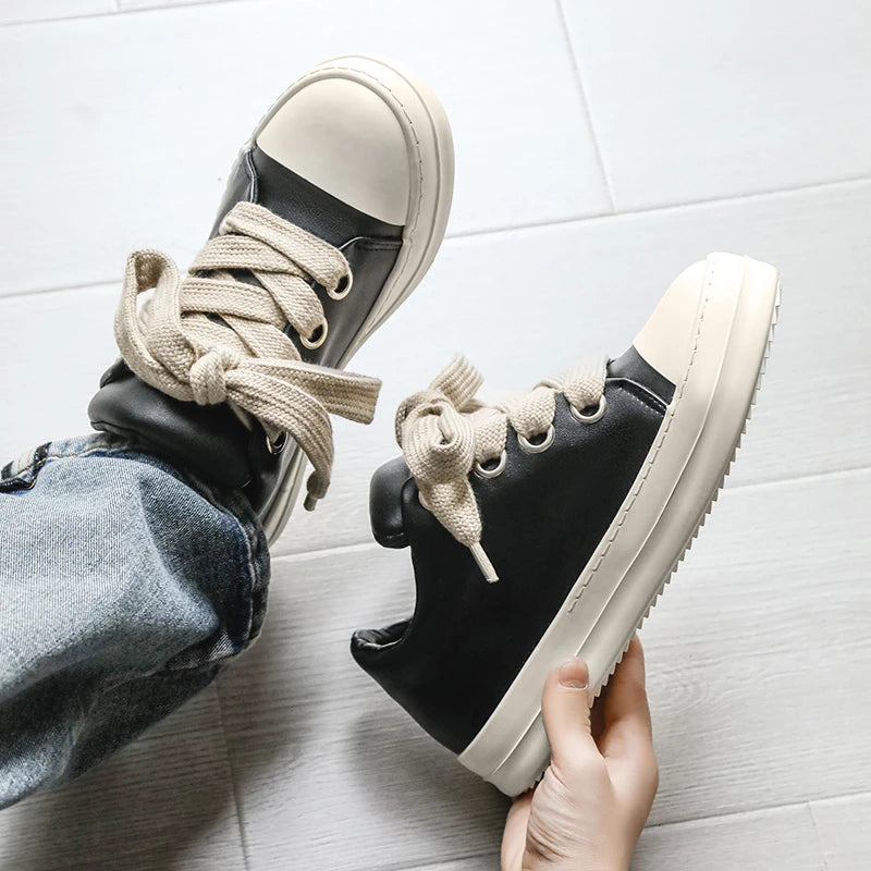 Black Lace-Up Casual Sneakers