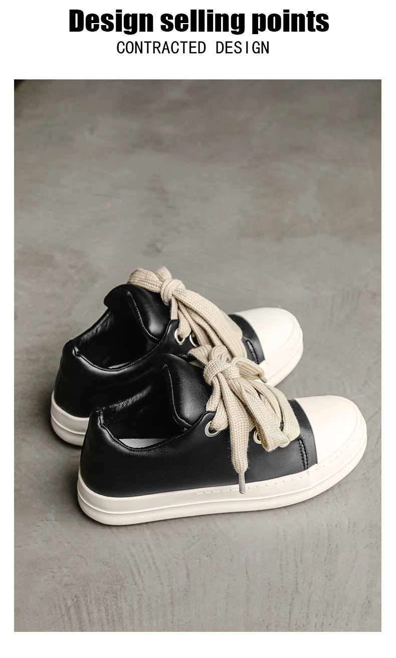 Black Lace-Up Casual Sneakers