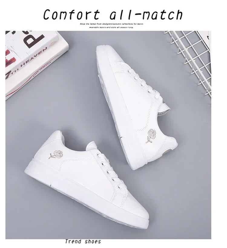 Women’s Floral Embroidered Lace-Up Sneakers