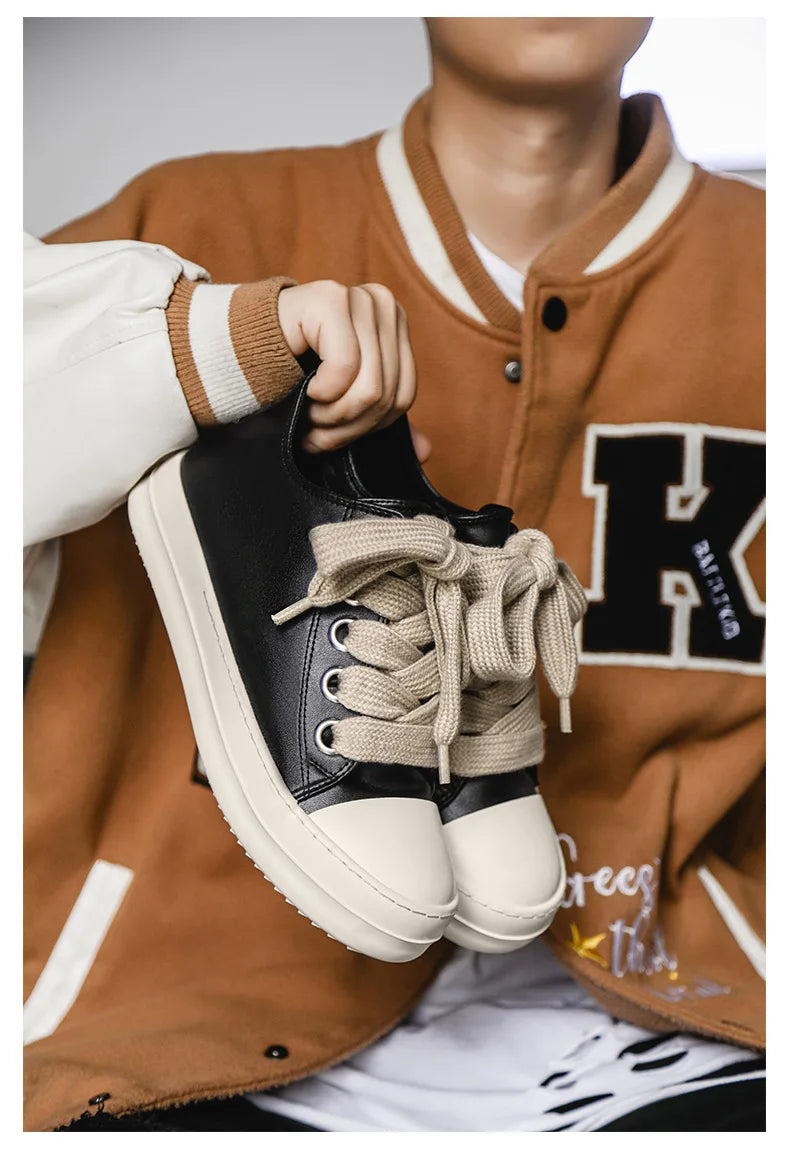 Men’s FH260 Black Faux Leather Casual Sneakers