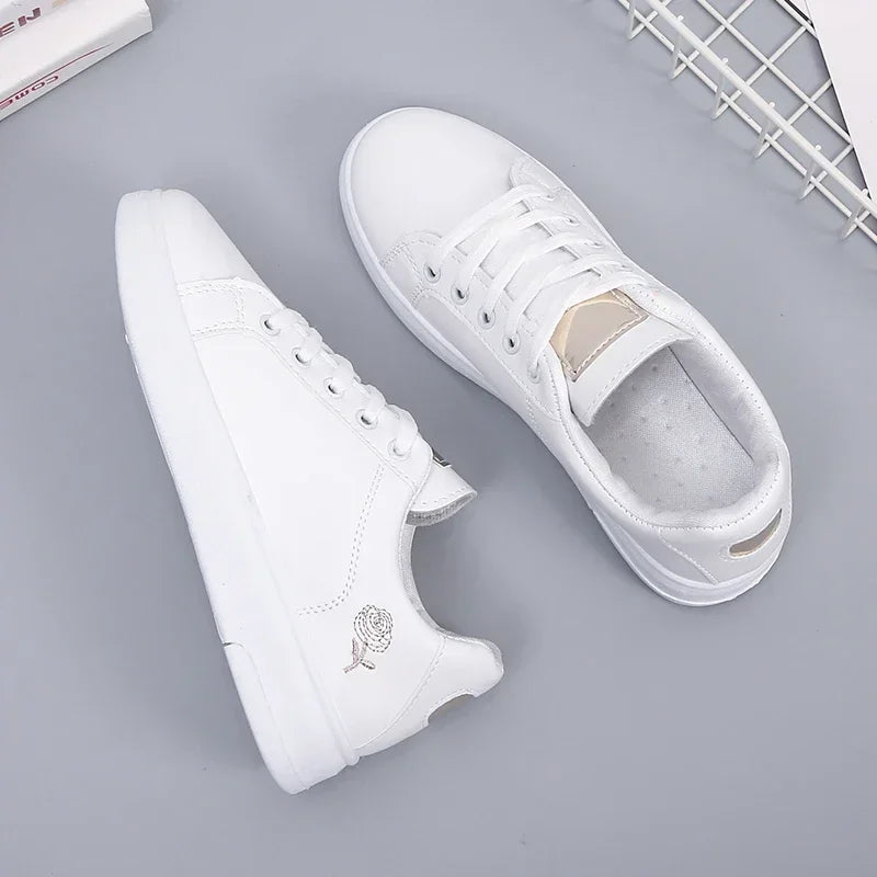 Women’s Floral Embroidered Lace-Up Sneakers