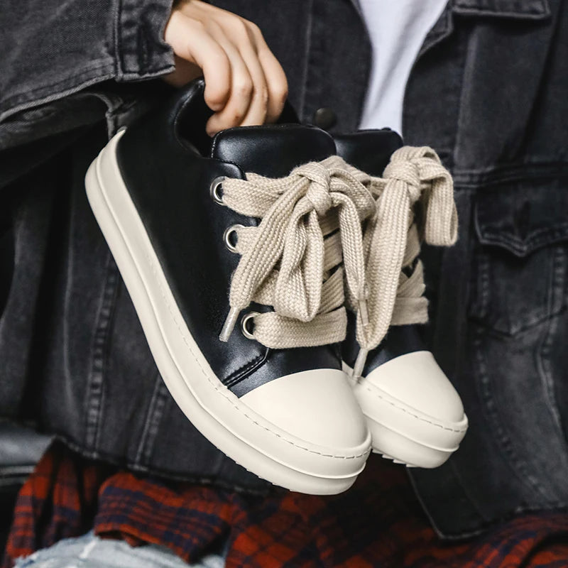 Black Lace-Up Casual Sneakers