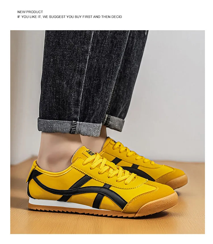 Men’s Striped Low-Top Lace-Up Sneakers