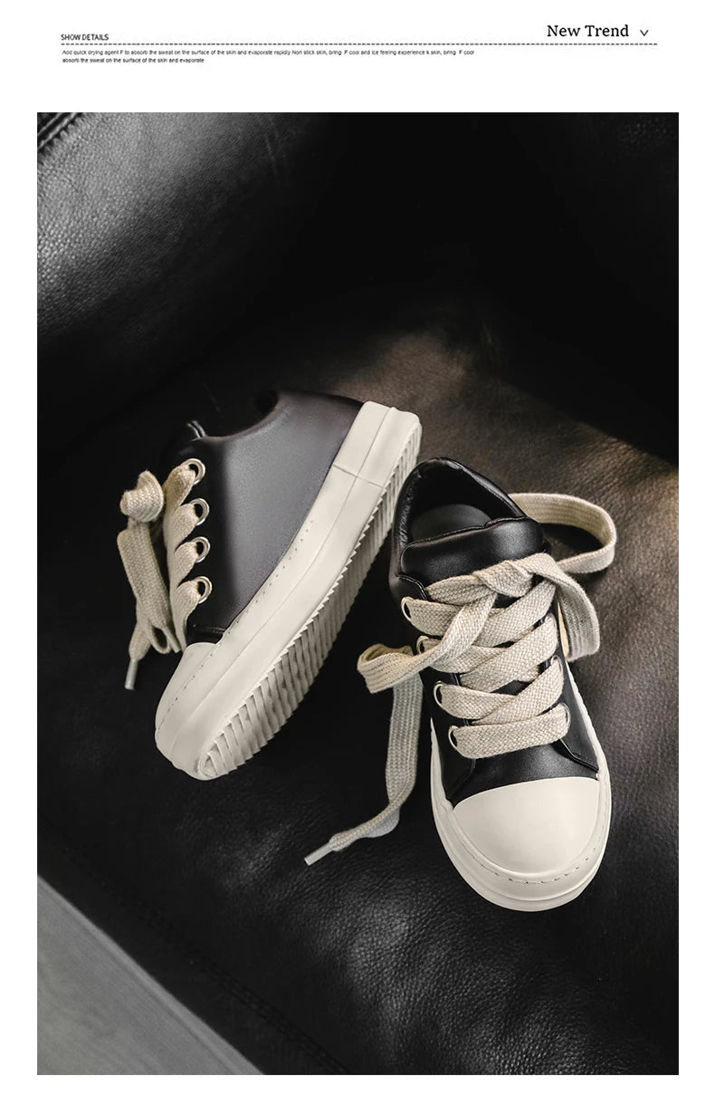 Black Lace-Up Casual Sneakers