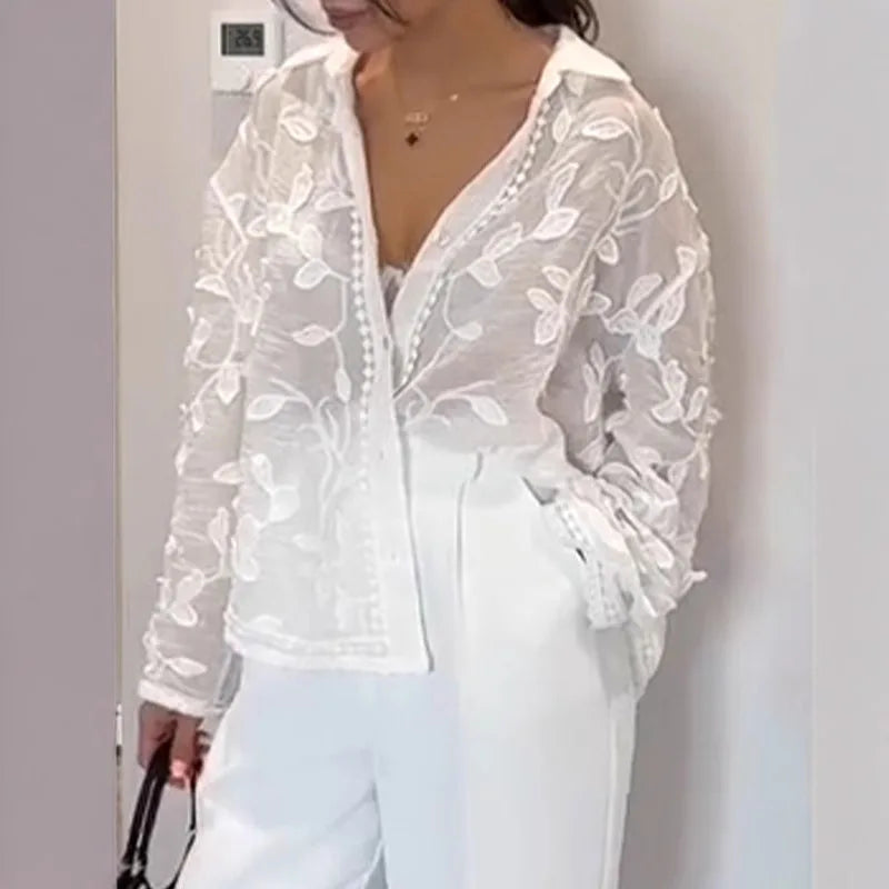 Embroidered Lapel Shirt