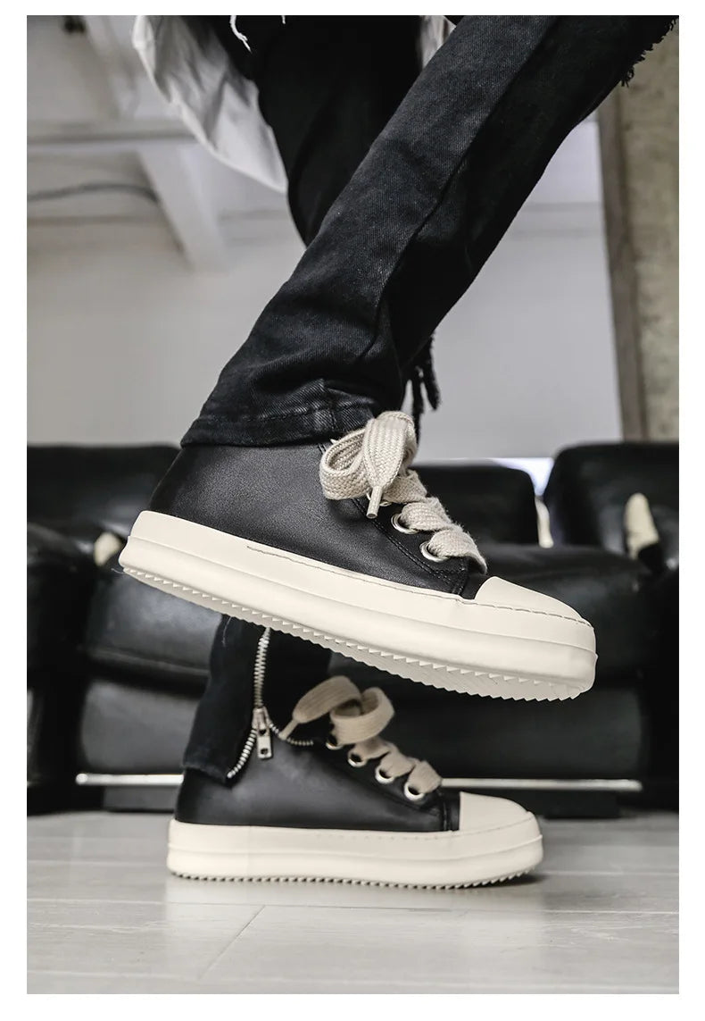 Men’s FH260 Black Faux Leather Casual Sneakers