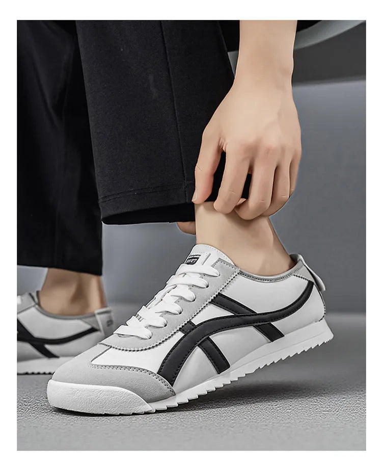 Men’s Striped Low-Top Lace-Up Sneakers