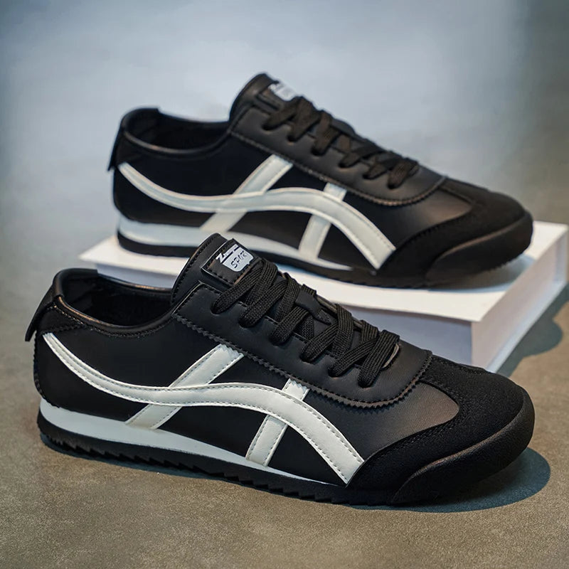Men’s Striped Low-Top Lace-Up Sneakers