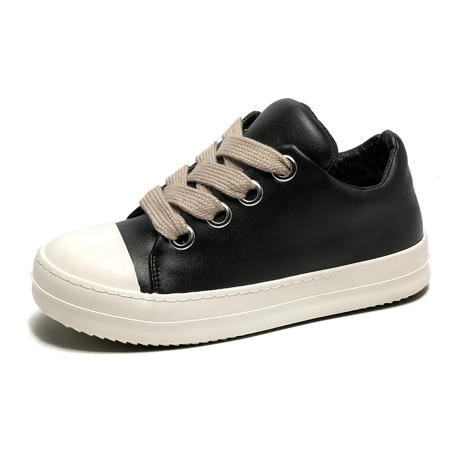 Black Lace-Up Casual Sneakers