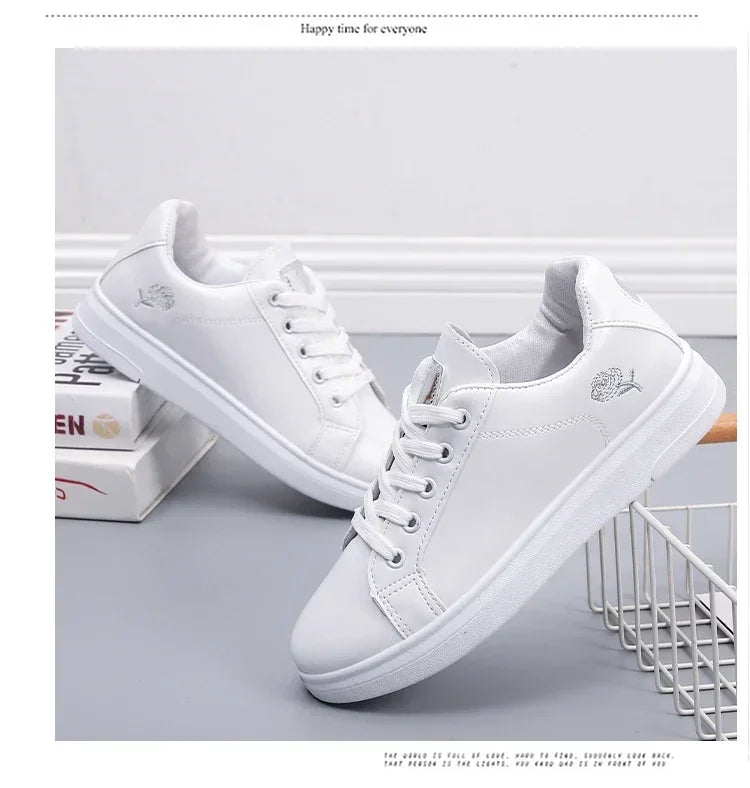 Women’s Floral Embroidered Lace-Up Sneakers