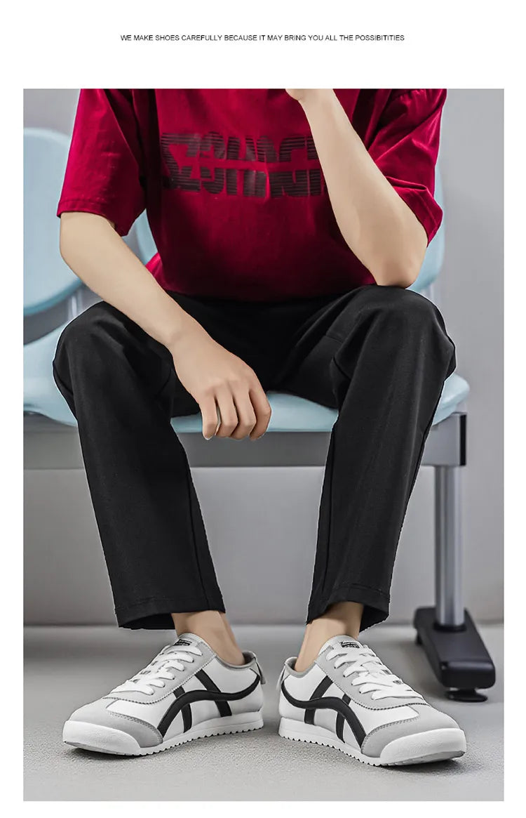 Men’s Striped Low-Top Lace-Up Sneakers